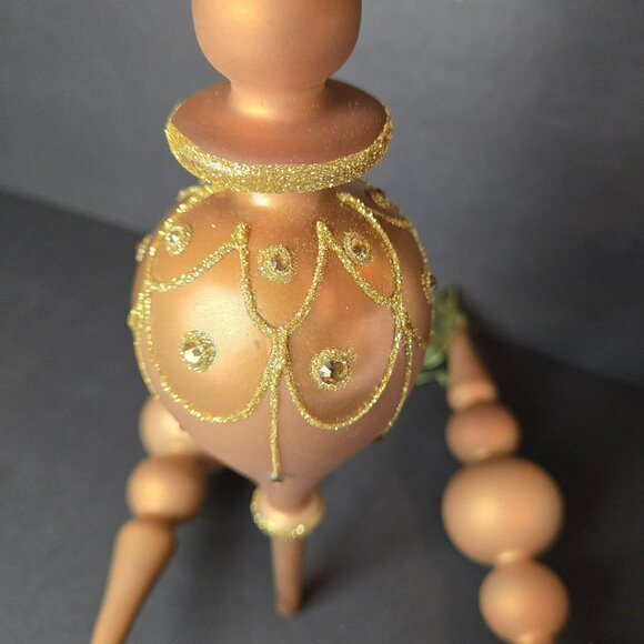 Frontgate Gold Finial Christmas Ornaments Set Of Three Hand Decorated 8 Inch - Picture 5 of 10